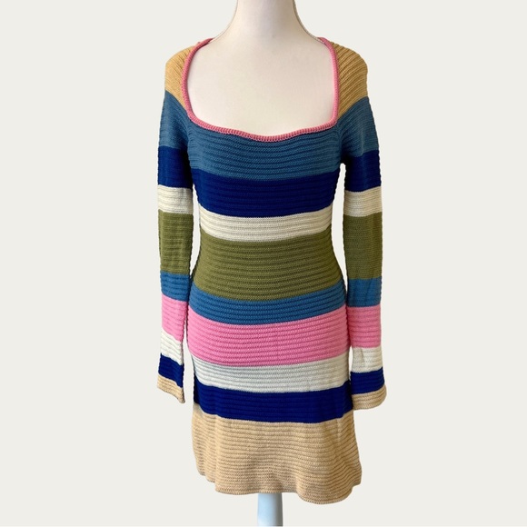 Le Lis Dresses & Skirts - Le Lis Pink Trim Tan‎ Knit Dress